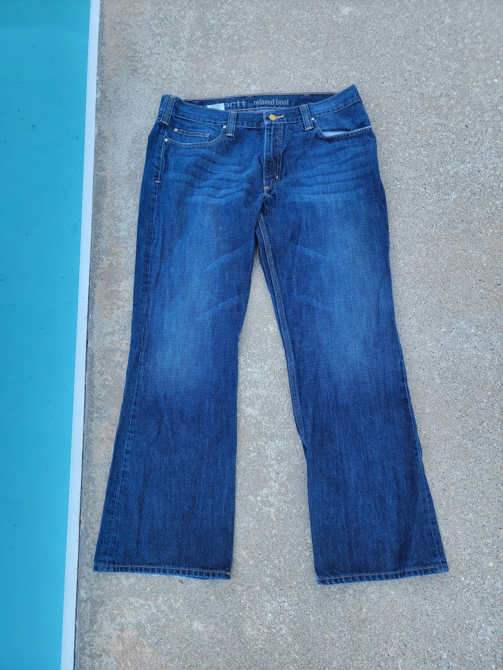 Carhartt Men's Blue Relaxed Bootcut Jeans 38 X 32